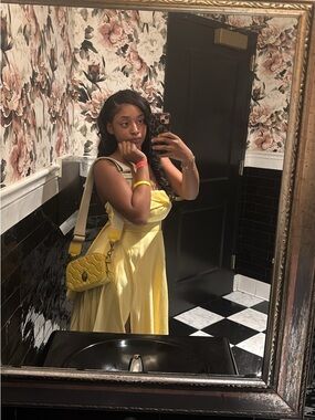 Fashion Nova Yellow Sleeveless Midi Dress with Quilted Yellow Crossbody